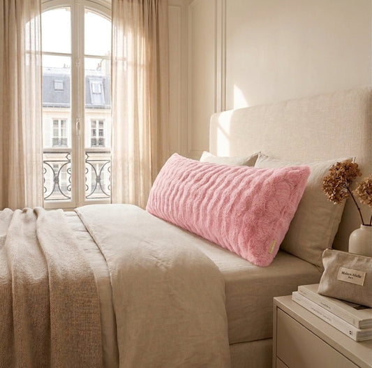 Housse Mielle — Taie longue effet nuage ultra-douce · Blanc & Rose (housse déco) - Maison Mielle Paris