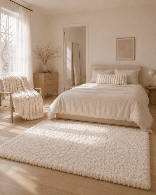 Coin Cocooning — Le Pack Complet · Plaid + Housse + Tapis effet nuage - Maison Mielle Paris