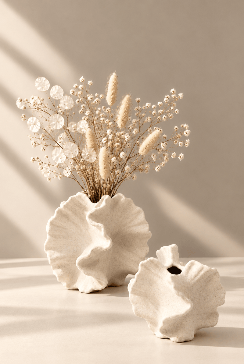 Vase Ondine — Céramique Beige Mat - Maison Mielle Paris