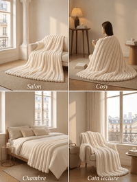 Plaid Mielle, Couverture en fausse fourrure ultra-douce, effet nuage · Crème cocooning - Maison Mielle Paris