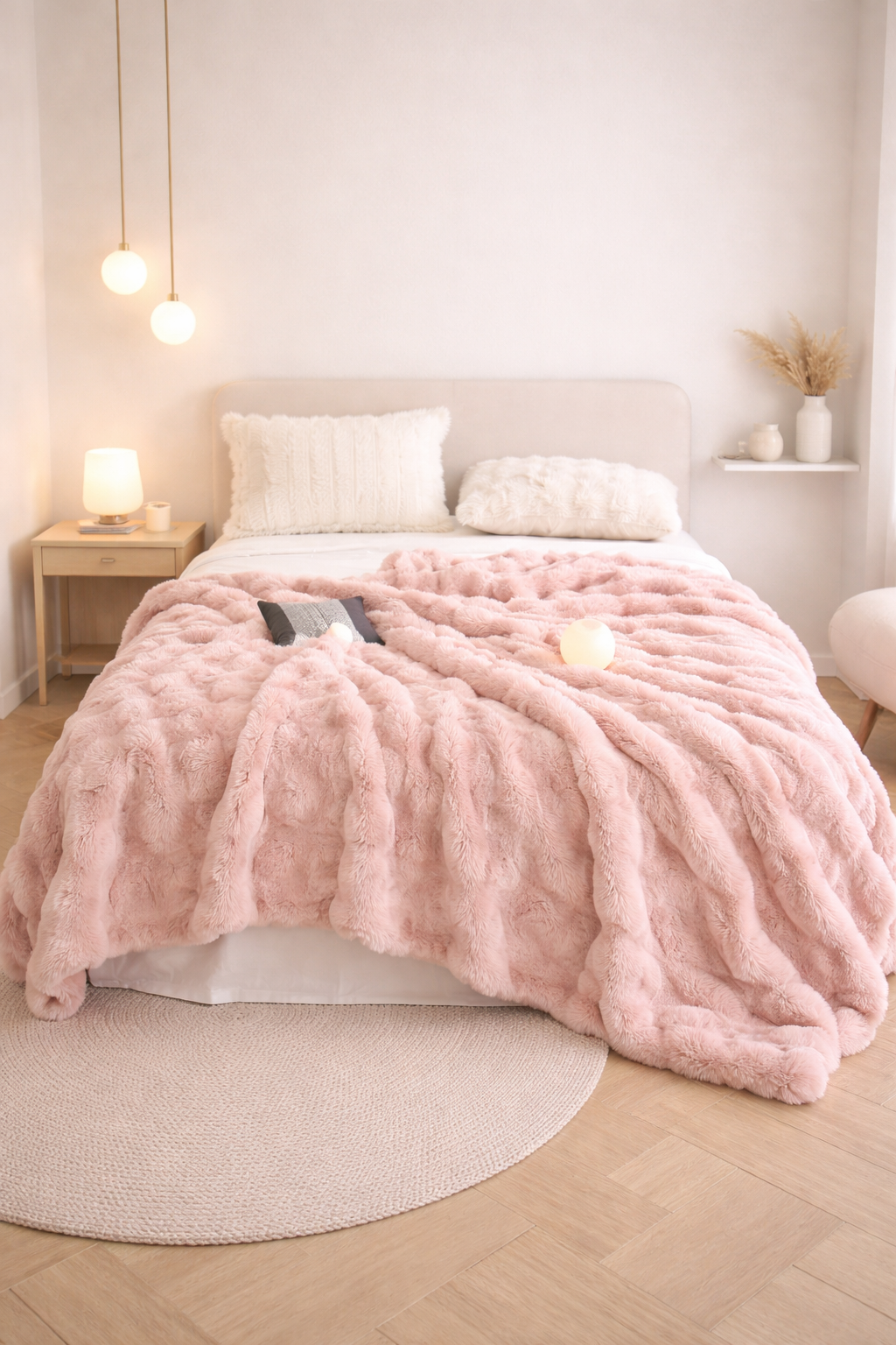 Couverture en velours imitation fourrure de lapin