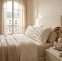 Housse Mielle — Taie longue effet nuage ultra-douce · Blanc & Rose (housse déco) - Maison Mielle Paris