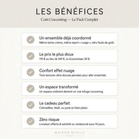 Coin Cocooning — Le Pack Complet · Plaid + Housse + Tapis effet nuage - Maison Mielle Paris