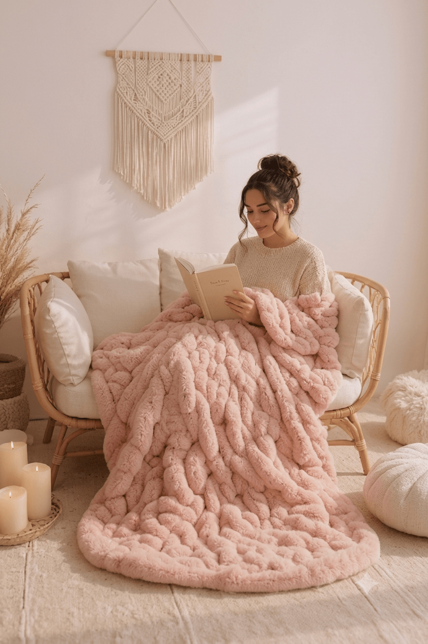 Couverture en velours effet fourrure — douceur et confort immédiats